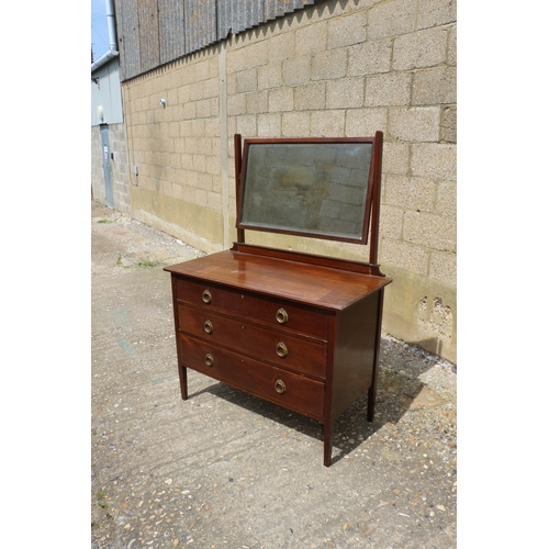 218 - 3 Drawer Chest of Drawers/Dressing Table, Early 20th Century, 107 x 51 x 148 including Mirror