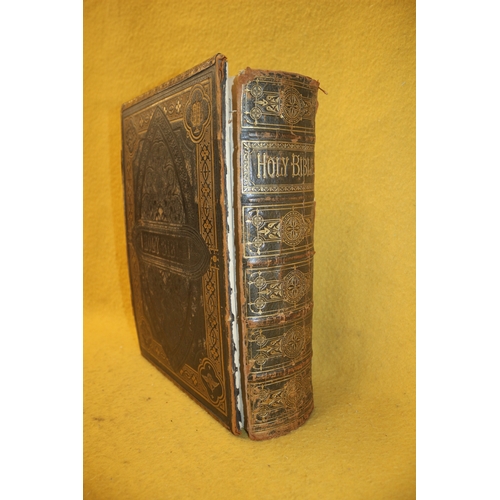 259 - Antique, brass bound, Browns Family Bible with colourings