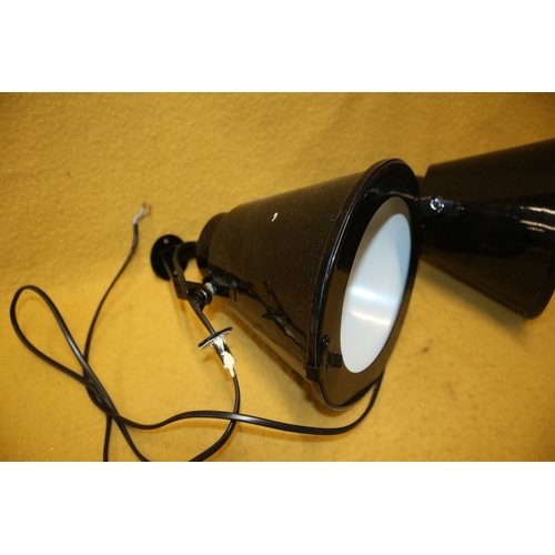 355 - x2 Black Retro Metal Lights, 20.5cm Diameter