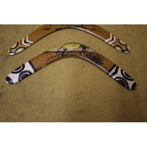 23 - 2 Hand Painted vintage Boomerangs, 36cm