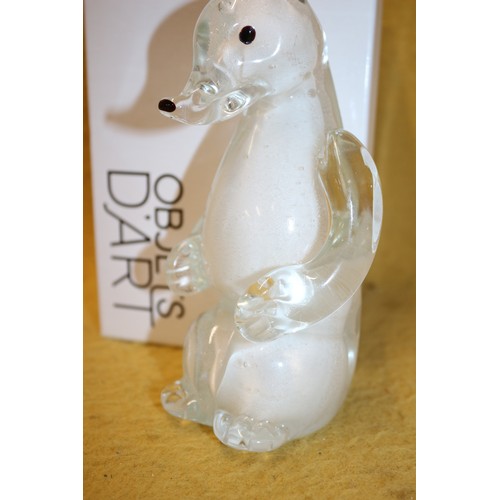 57 - Objets D'Art Glass Bear, Approx. 18 cm Tall