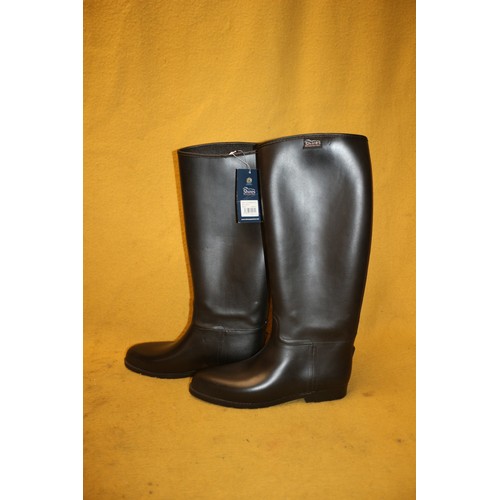 60 - Pair of New Shires Long Rubber Riding Boots, Size 45/ 10 1/2