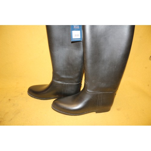 60 - Pair of New Shires Long Rubber Riding Boots, Size 45/ 10 1/2