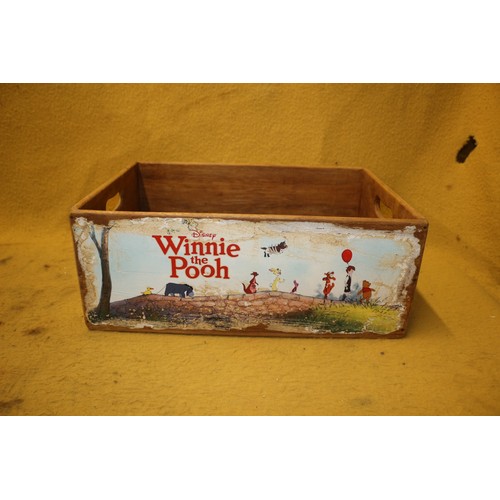 64 - Winnie The Pooh Themed Wooden Crate/Box, 45cm Wide