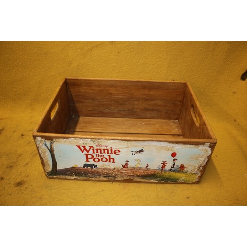 64 - Winnie The Pooh Themed Wooden Crate/Box, 45cm Wide