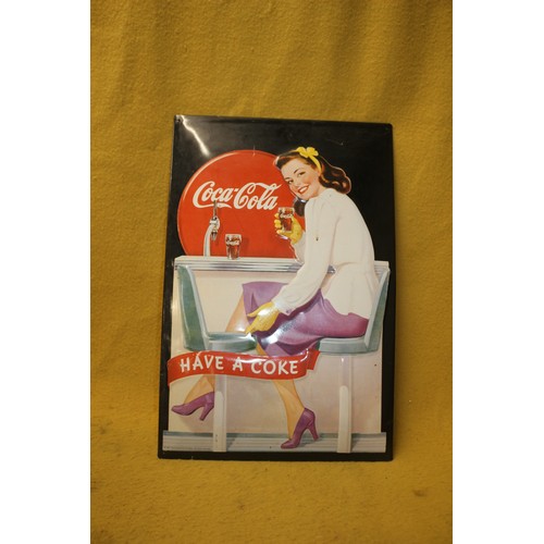 68 - Large Metal Coca-Cola Pressed Sign, 59 cm x 39 cm