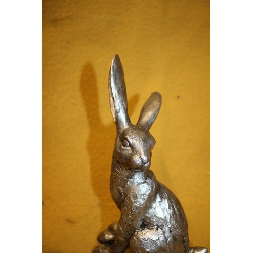 101 - Unusual Silver Painted Hare, 25cm Tall