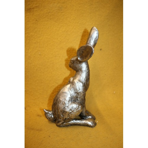 101 - Unusual Silver Painted Hare, 25cm Tall