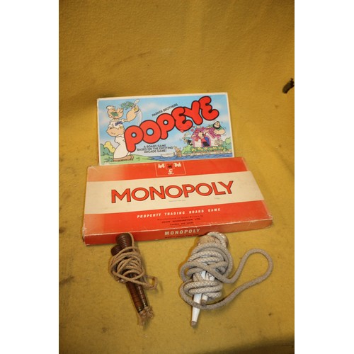 117 - Vintage Games including Monopoly, Popeye and Skipping Ropes