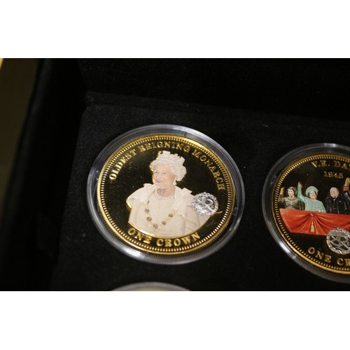 2 - Gold Plated Royal Family Coin Set, One Crown