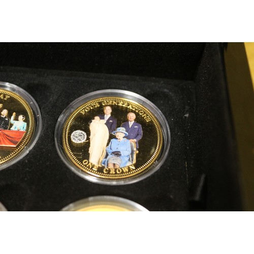 2 - Gold Plated Royal Family Coin Set, One Crown