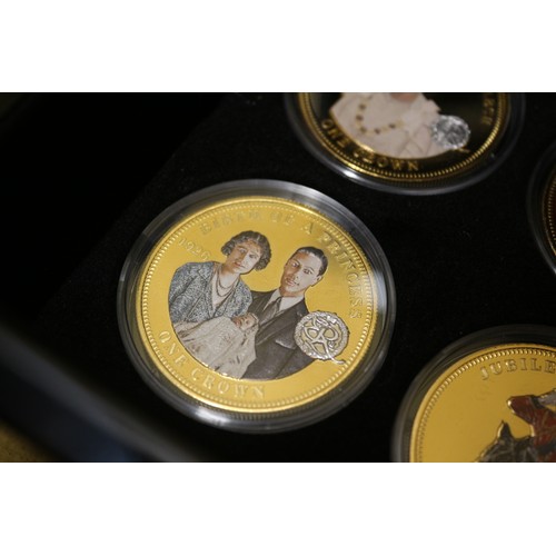 2 - Gold Plated Royal Family Coin Set, One Crown