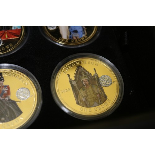 2 - Gold Plated Royal Family Coin Set, One Crown