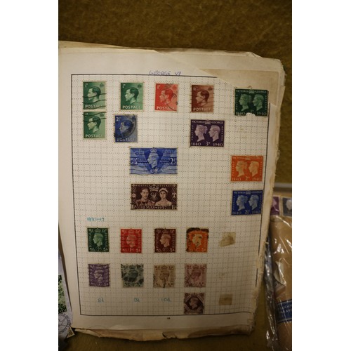 5 - Aged Stamp Album Plus Bag Of Stamps