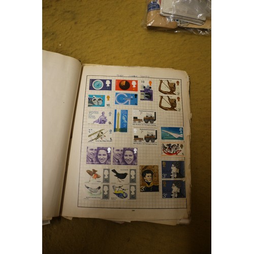 5 - Aged Stamp Album Plus Bag Of Stamps