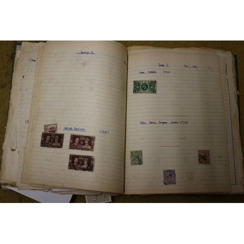 5 - Aged Stamp Album Plus Bag Of Stamps