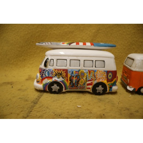 6 - 2 x VW Campervan Money Boxes, Largest is 21cm