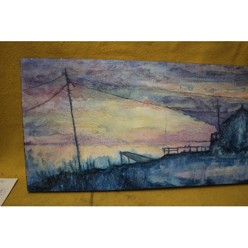 15 - Signed Oil on Board Depicting River Scene, 122 x 46 cm