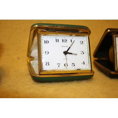 8 - 4 Vintage Travel Clocks Including highly collectable Mauthe