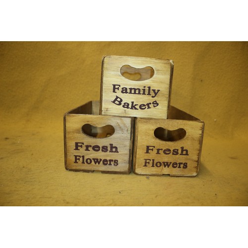 29 - Vintage Style Wooden Boxes 'Fresh Flowers Covent Garden Market London wc2' & 'Smith & Sons Portobell... 