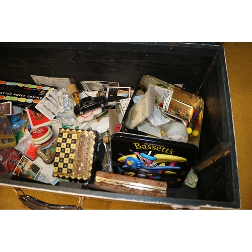 388 - Good Size Wooden Trunk, by Goblin, containing Various Vintage Toys - 65cm Wide