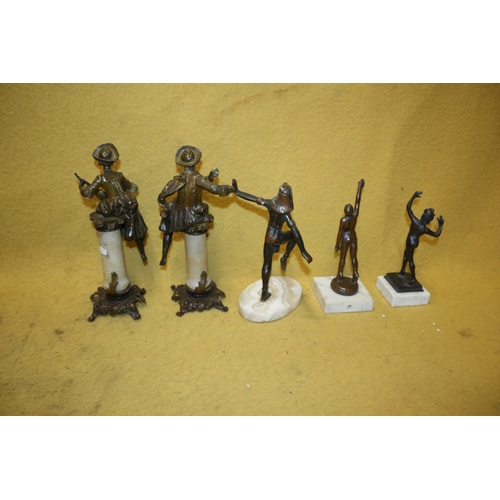 389 - 4 x Metal, (bronze?), Figures