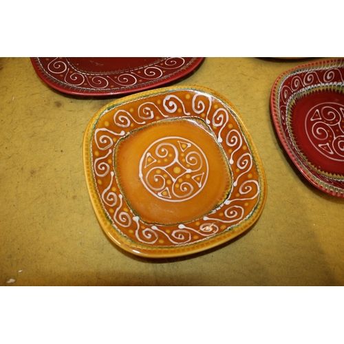 392 - Rare - 4 x Ets Cozic Gourin Pottery Plates Signed by Ty Breiz. Decorated in a Wonderful Celtic Trisk... 