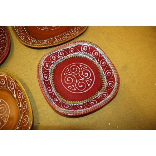 392 - Rare - 4 x Ets Cozic Gourin Pottery Plates Signed by Ty Breiz. Decorated in a Wonderful Celtic Trisk... 