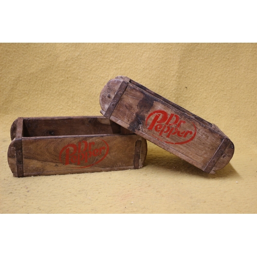 403 - 2 x Dr Pepper Marked upcycled Brick Mould Tray Boxes - 32cm Long