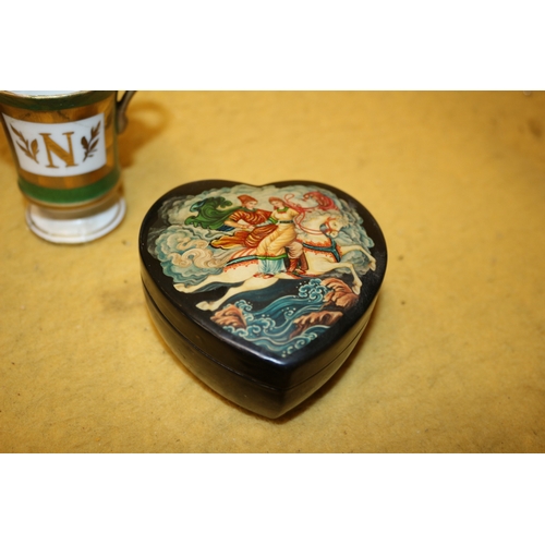 408 - Selection of Interesting Items including Russian Box, Enamelled Pot and More