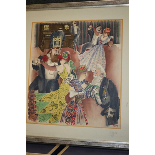 8 - Original Painting of a Social Evening, R.Lindner Paris 1936, 67 x 61 cm