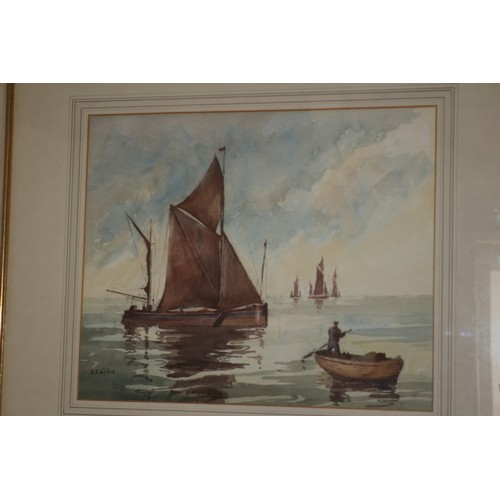 10 - Signed EE Willis Depicting Boat Scene, 60 x 67 cm