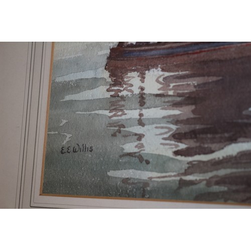 10 - Signed EE Willis Depicting Boat Scene, 60 x 67 cm