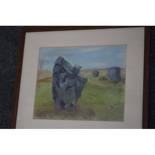 26 - Pastel of Rock Scene, 36 x 34 cm