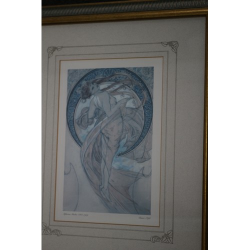 31 - Print of a Lady 'Dance 1898' by Alphonso Mucha 1860-1939, 40 x 47 cm