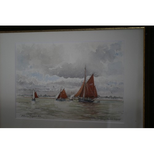 45 - Oyster Dredging Match, Sept 07 Watercolour by Edwin Meayers 07, 30 x 21 cm