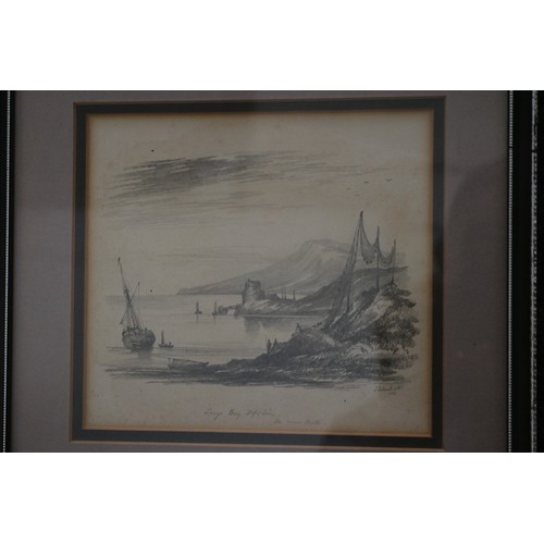 47 - Signed Pencil Drawing Depicting Beach Scene, J Ewbanks SA 1936, 25 X 26 CM