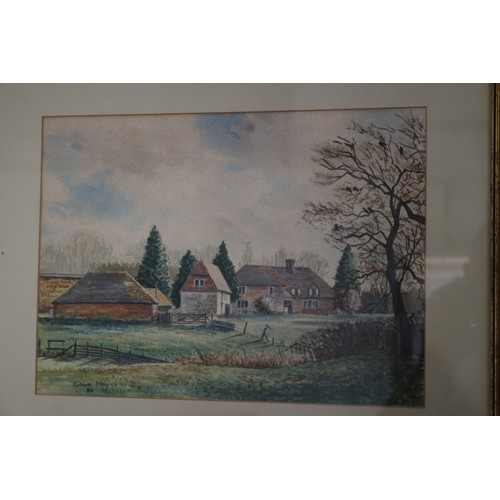 57 - House Scene Watercolour by Robert May '84, 41 x 50 cm