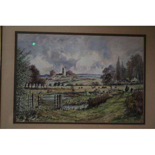 73 - Chalk of a Church From Filborough Marshes, Gravesend, Watercolour over Pencil, Norman A Olley '86, 5... 