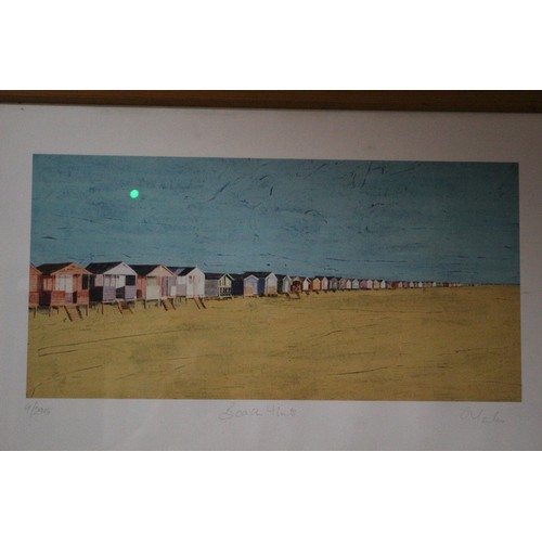 97 - Limited Edition Print 9/295 of Beach Huts, Signed, 63 x 42 cm