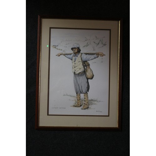 115 - Pen and Wash 'Cypriot' Shepherd, Signed, Limited Edition 4/93, 48 x 64 cm