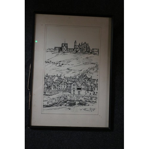 121 - Pen and Ink of Whitby Yorkshire by Gordon Hunley, 56 x 40 cm