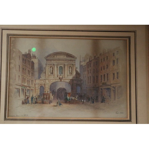 128 - Temple Bar in 1873, Watercolour, 35 x 28 cm