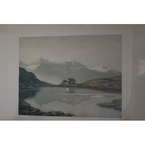 269 - Watercolour Portraying a House By The Lake, Limited Edition 198/350, 32 x 40 cm