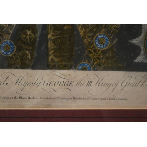 312 - Hand Coloured Engraving of George III, 46 x 57 cm