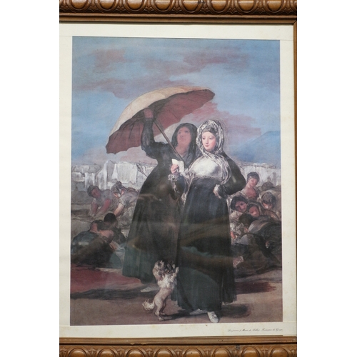 342 - Nicely Framed Print Portraying a Lady with an Umbrella, 48 x 60 cm