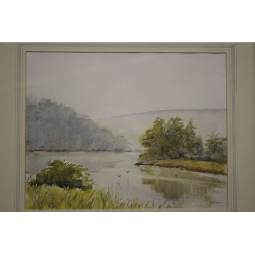 351 - Lake Scene Watercolour by C. Stephens, 40 x 46 cm