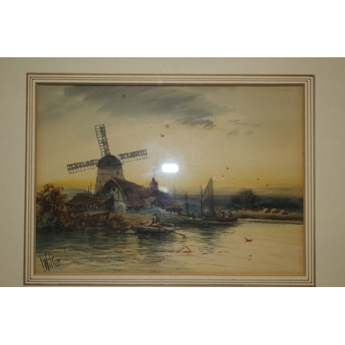 367 - Watercolour Windmill by L. Wiltam, 42 x 32