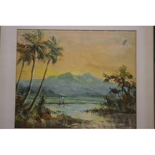 369 - Watercolour of a Tropical Scene, 44 x 38 cm