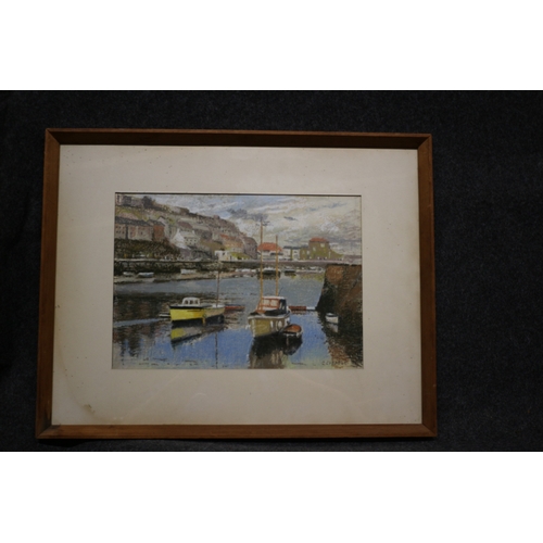 376 - Pastel of a Harbour by D Cheadle, 50 x 39 cm